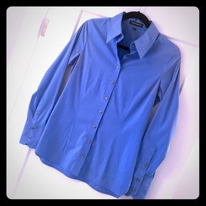 Express blue button down women’s dress shirt